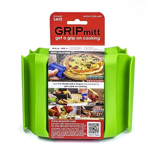 Silicone BBQ & Kitchen Mitt 2-Pack Set (Medium/Large, Green) - color: Green, size: Medium/Large