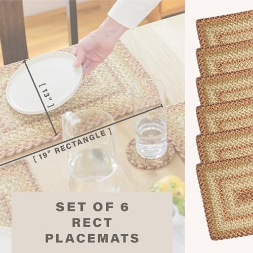 Homespice Harvest Braided Placemats for Country Decor, Rect 13x19 Set of 6 - color: Harvest
