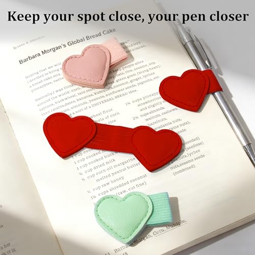 2Pcs Magnetic Leather Bookmarks with Pen Holder Gift Box, Heart-Shaped Magnetic Book Marks for Book Lover Readers Cute Leather Bookmark for Women Girls (Red) - color: Red