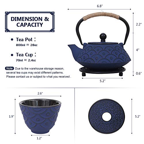 Japanese Style Cast Iron Teapot Set Tetsubin Kettle with Infuser - color: Fish Scale