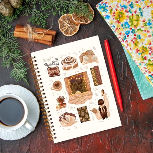 JXREQ Whimsical Trendy Bookish Notebook, Reading Journal for Book Lovers, Book Club Journal for Women, Gifts for Readers Books Lovers Women, Bookish Gifts Spiral Notebook 5.5x8.3 - color: Book 6