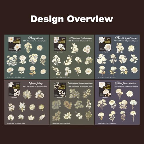 60 Pcs Gold Foil Floral Stickers for Scrapbooking and Journaling - color: Subtle Blooms