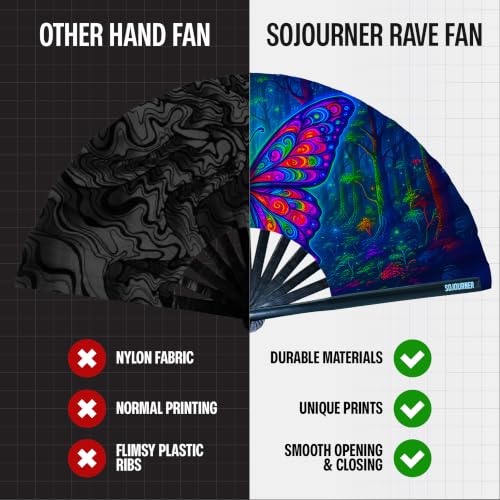 SoJourner Folding Rave Fan, Butterfly - color: Butterfly