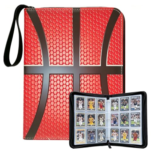 Basketball Trading Card Binder 9 Pocket, Card Binder for 900 Pockets Card, 50 Sleeves Double-Sided Storage, Premium Card Book Holder, for Trading Cards,Game, Sport Card (Basketball) - color: brown