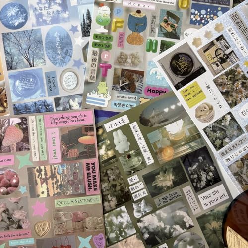 Japanese Stickers for Journaling Supplies, Kawaii Journal Stickers for DIY - color: Midnight