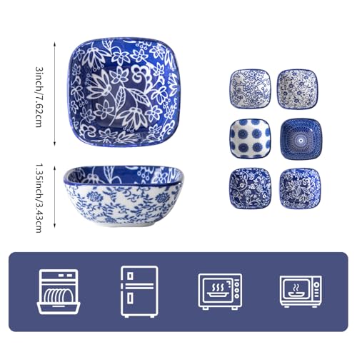 2.6 Oz Ceramic Mini Square Dipping Bowls Set of 6