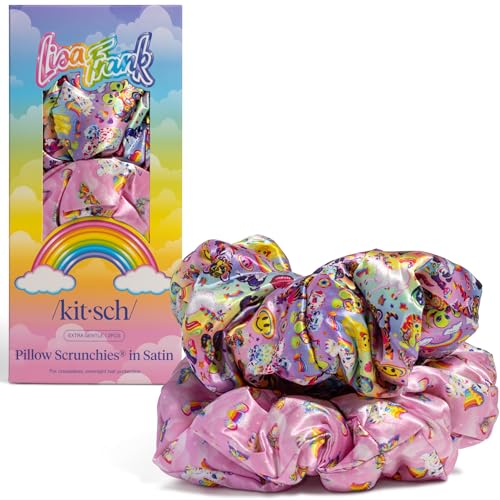 Lisa Frank x Kitsch Pillow Satin Scrunchies for Women - 2pcs - color: Lisa Frank