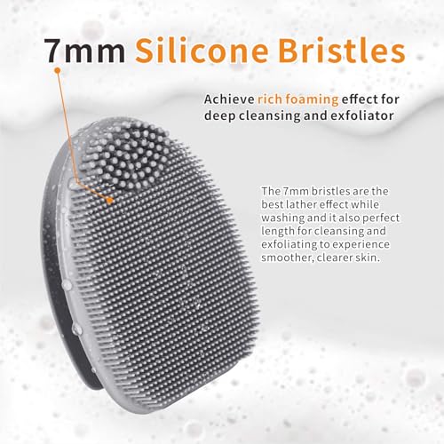 Soft Silicone Face Scrubber,Facial Cleansing Brush,Facial Exfoliation Scrub for Massage Pore Cleansing Nose Blackhead Remover Deep Scrubbing for All Kinds of Skins Men and Women - color: Black+gray