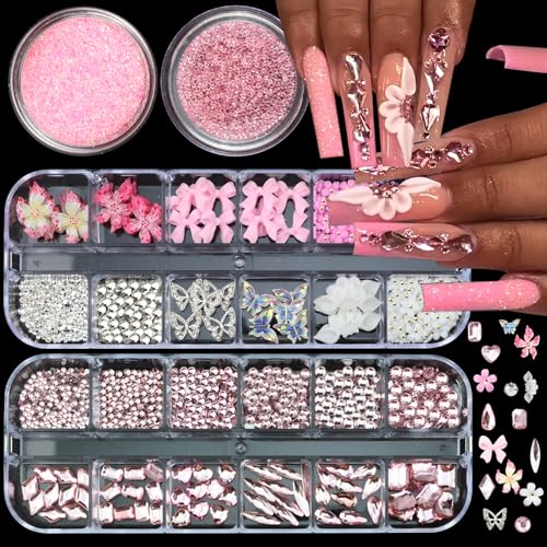 Nail Charms with Pink Rhinestones for Women Nail Design - color: Colorful-18