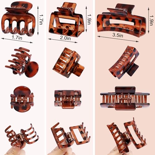 SMKSL 12 Pcs Hair Claw Clips for Women & Girls 3 Styles Hair Accessories - color: Tortoise
