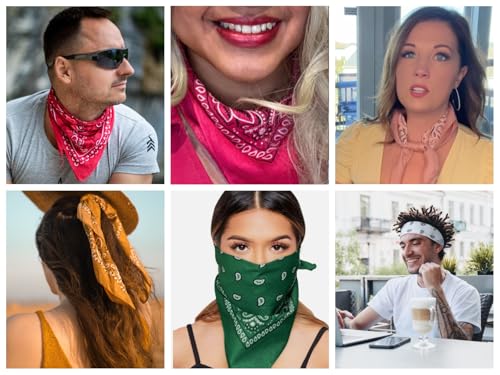 Every-ville Cotton Bandana Handkerchief for Men & Women, 3 Pack - color: Pink
