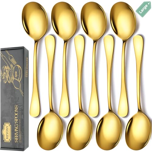 Serving Spoons Set, 8PCS, 10-Inch, Includes 8 Large Spoons, Gold - color: Gold, size: 8 Pieces (Large Only)