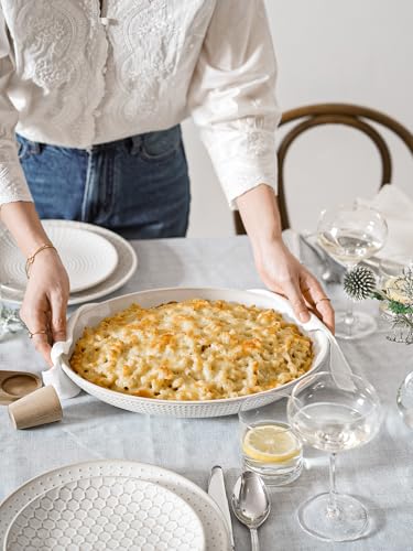 LE TAUCI Ceramic Serving Bowls Set of 2, Large Serving Dishes for Entertaining, 11.8 & 13.7 Inch Oval Serving platter, Salad Fruit Bowl, Pasta Bowls, Microwave & Dishwasher Safe - Arctic White - color: Arctic White, size: S+M