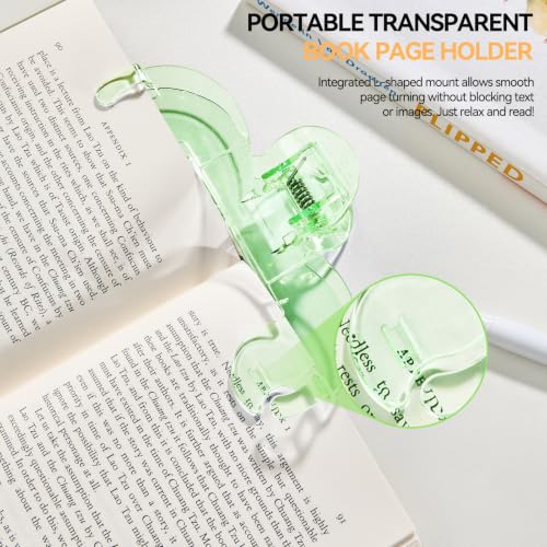Transparent Book Page Holder for Reading, Large Book Clip, Green - color: Green