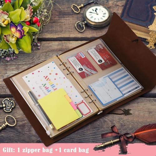 Leather Journal Notebook, Vintage Refillable Journal with 2 PVC Pockets, Travel Journal for Writing, Diary Journal for Women, Men, Girls and Boys, 100GSM Lined Paper, 160 Pages (Pink, A6 7.3"x 5.1") - color: Pink, size: A6 7.3'' x 5.1''