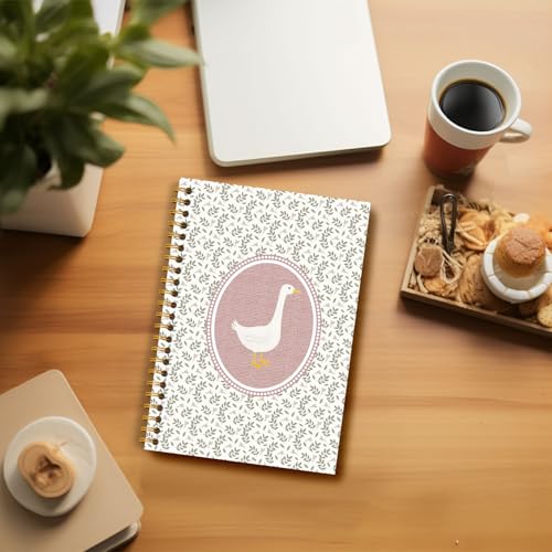 Guymn Vintage Pink Floral Goose Notebook, Cottagecore Botanical Goose Journal for Kids Girls, Geese Animal Lover Gifts Hardcover Spiral Notebooks Journals 5.5x8.3 Inch - color: Section 16