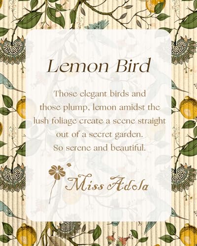 Miss Adola Corduroy Tote Bag for Women Cute Design - color: Lemon Flower Bird