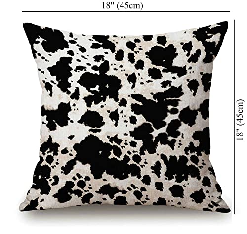 Solekla Cow Skin Pattern Texture Black and White Throw Pillow Case 18 x 18 Inch Decorative Cotton Linen Cushion Cover for Sofa Couch Bed - color: Sl195