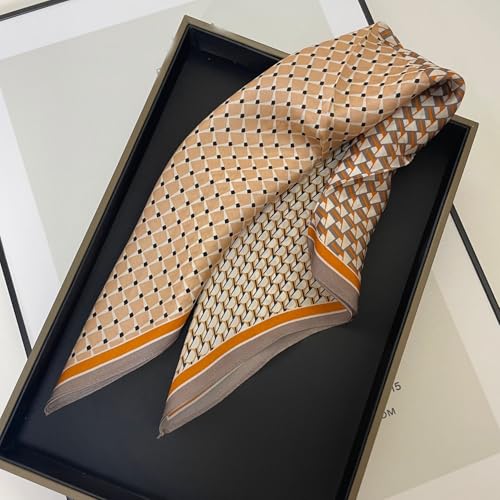 100% Mulberry Silk Neck Scarf for Women Square Neckerchief – 21 inch - color: Dark Orange