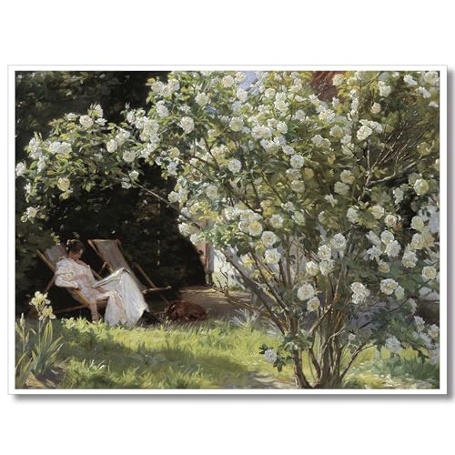 Huabsad Vintage Landscape Flower Oil Painting Canvas Wall Art Antique Portrait of Woman Outdoor Garden Roses Wall Decor French Rustic Farmhouse Bedroom Aesthetic Painting Prints 12x16in Unframed - color: Oil painting01, size: 12x16in Unframed