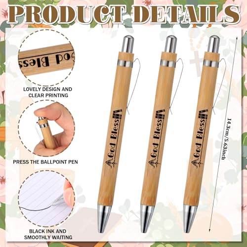Resurhang 24 Pcs Christmas Christian Gifts Bulk God Bless Notebook Pens - style: First Communion