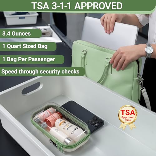 YQBRAO Clear Hard Shell Zipper Cases, 6 Multi-Size Organizers, Green - color: Green, size: 6 Pack (2L+2M+2S)