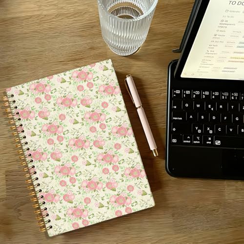Vintage Pastel Floral Notebook Journal for Teen Girls & Women, Retro Floral Stuff - Office Supplies, Flowers Bible Hardcover Spiral Notebook, 5.5x8.3 Inch - color: 02-coquette Floral(vintage)
