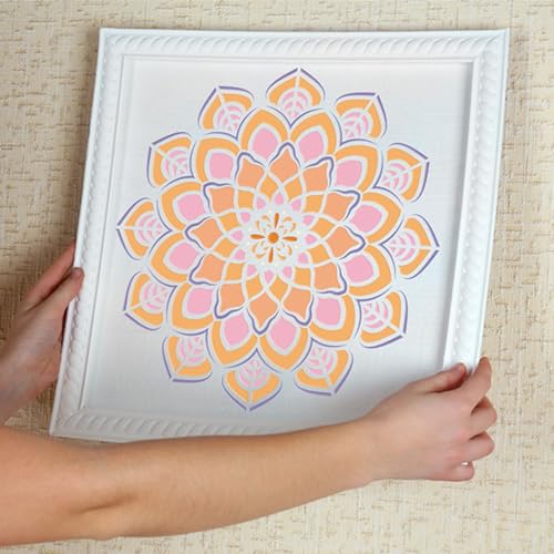 Mandala Stencils, 9pcs Reusable Plastic Mandala Dotting Templates for DIY Art, Home Decor & Crafts (4x4in)