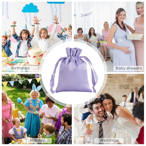 30Pcs Small Satin Gift Bags, 3x4 Purple Cloth Drawstring Pouch - color: Purple, size: 3×4 in