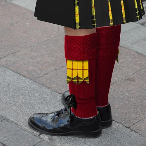 DSS KILTS-Kilt Hose, Tradional Scottish Kilt Scocks Wool Blend, Bubbled Design Kilt Socks for USA Shoe Sizes - color: Red, size: Medium