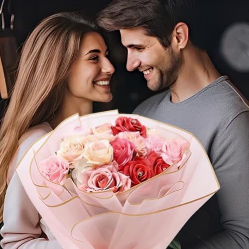 CCIJESW 20 Sheets Flower Bouquet Wrapping Paper Pink - color: 034-Transparent Pink