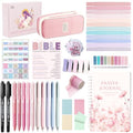 XKDOUS 50 Bible Study Supplies Journaling Kit with Journal and Case, Pink - color: Pink