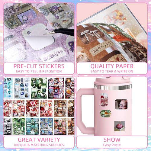 600Pcs Japanese Sticker Book for Journaling Adult, Cute Scrapbook Stickers - style: Db 45 Sheet Old Dream