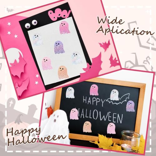 Glitter Ghost Roll Stickers Halloween Decorative Labels for Craft Party - style: Glitter Ghost