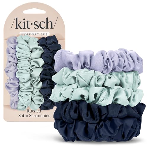 Kitsch Ruched Satin Scrunchies for Women - Garden Bouquet, 5pcs - color: Garden Bouquet (5 pcs)