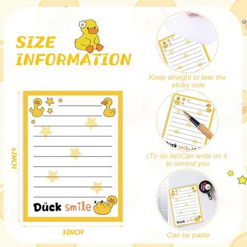 Chiisong 12 Pcs Duck Lovers Sticky Notes Yellow Ducks Self Stick Note Pad - style: Duck