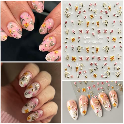 Strawberry Nail Stickers for Nail Art Flower Nail Decals for Women - color: Colorful-17