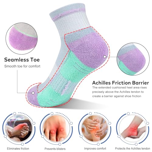 cuangya Women Athletic Ankle Cushioned Running Socks 6-Pairs - color: 5 Pairs Ice Cream, size: 8-10