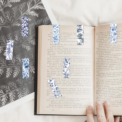 Chinoiserie Magnetic Bookmarks Gifts - 30 Pcs Blue and White - style: Chinoiserie