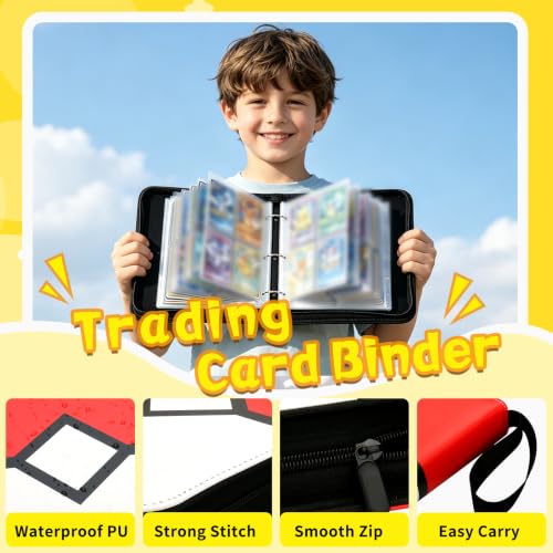 Card Binder 4 Pocket Trading Collection Binder Holds 400 Cards