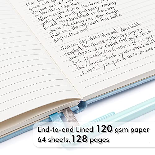 feela 24 Pack Journal Notebook for Work, Business Notebook Bulk Hardcover Lined Writing Journal with Pen Holder for Men Women Note Taking, with 24 Black Pens, 120 GSM, 5.1”x8.3”, A5, Light Blue - color: 24 Pack light blue