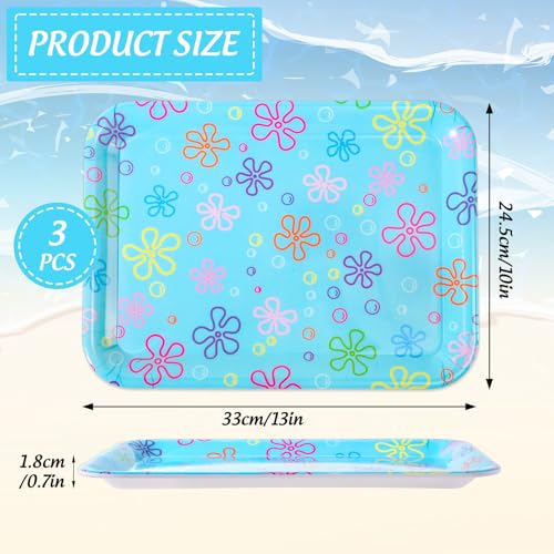 JarThenaAMCS 3Pcs Cartoon Sponge Serving Trays Under the Sea Flower Bubble Reusable Serving Dishes Melamine Platter Party Decoration for Ocean Birthday Party Sharing Snacks Fruit Dessert, 13 x 10 Inch - style: Cartoon Sponge