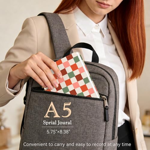 Lined Spiral Journal Notebook for Work A5,160 Pages, Checkered Pattern - color: Checkered pattern 3