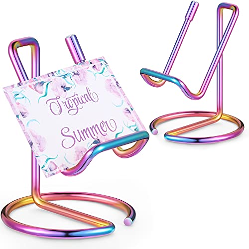 2 Pieces Metal Business Card Holder for Desk Cell Phone Stand