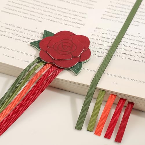 icceemee 2pcs Leather Bookmark with Sunflower Rose, Aesthetic Vintage Book Accessories, Handmade Tassel Bookmark for Women Men Gift - style: Sunflower & Rose