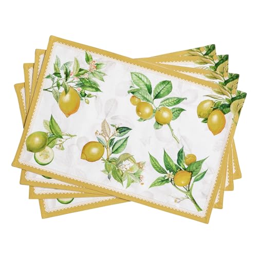 Maison d' Hermine Placemats Set of 4 Reusable 100% Cotton (13"x19") - color: 002 - Limoncello, size: 13" X 19" (Pack of 4)