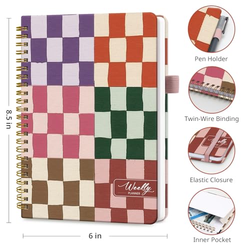 Taja Undated Weekly Planner, To Do List Notebook with Habit Tracker, A5 - color: p.Checkered