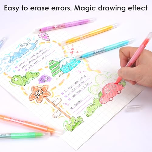 Erasable Highlighters Pastel Colors, 10 Colors Muted Dual Tip Markers, No Bleed Aesthetic Highlighters for Bible, Journaling, School Office Supplies, Double Ended Fine & Chisel Tip, Smooth Dry Fast - color: 10 Pastel Erasable