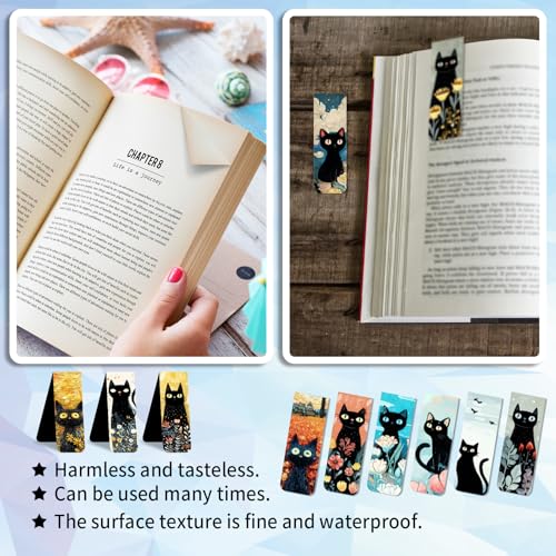 96 Pieces Magnetic Bookmarks Magnet Page Markers - Book Marks for Reading Women & Men with Storage Boxes - Gifts for Cat Lovers, Cute Magnet Bookmark Clips for Reading Pleasure (Cat Style B) - size: 96, style: Cat Style B