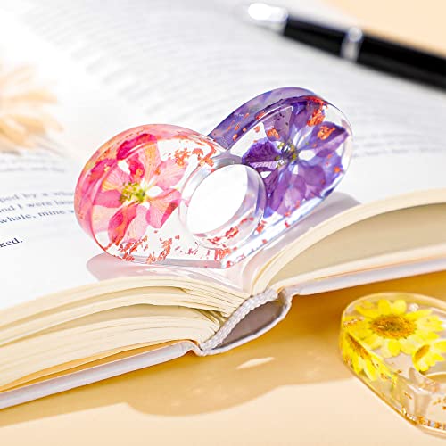 Outus 2 Pcs Dried Flower Book Thumb Page Holders Resin Book Page Holder - style: Heart Style